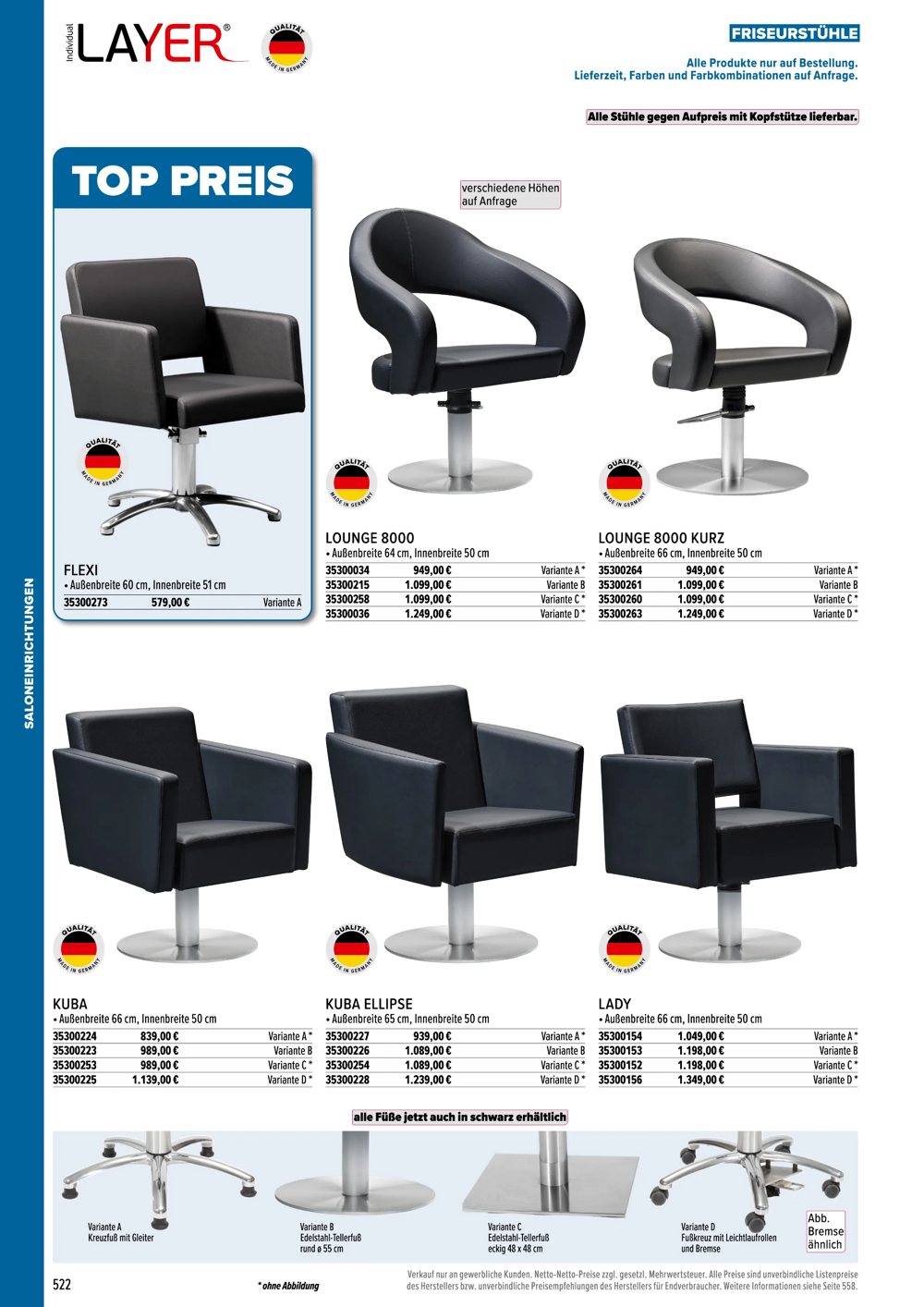 Katalogseite Saloneinrichtung